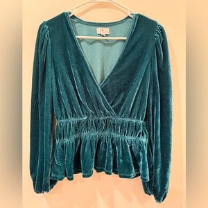 True Craft Blue Wrap Ruched Blouse